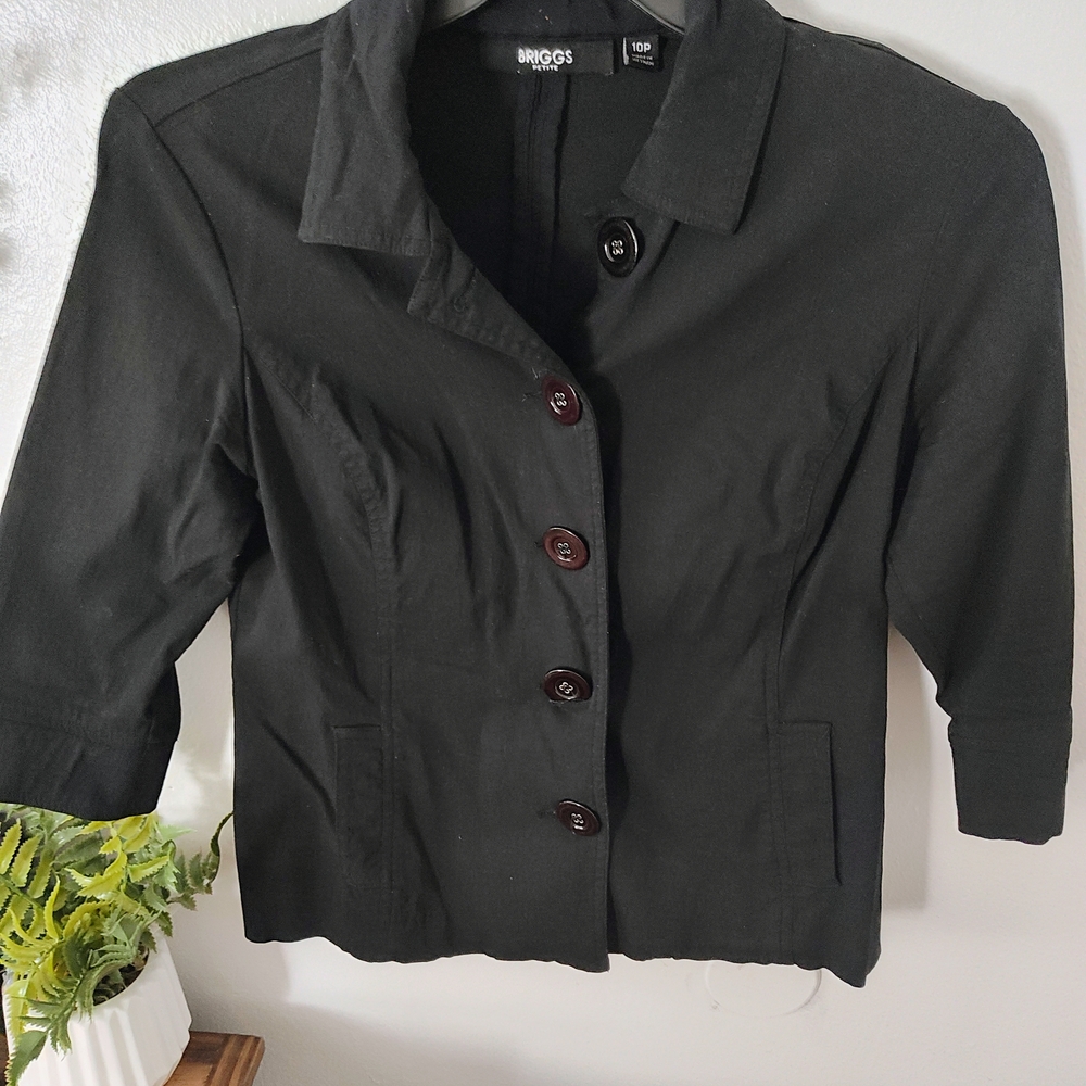 Briggs New York Women's Dark Blazer with Button Detail